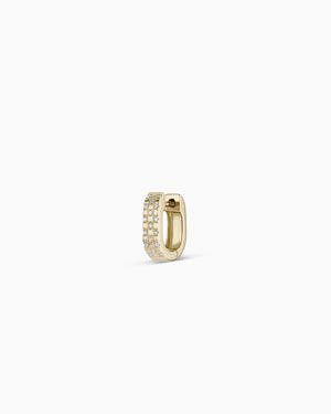 14K Diamond Checkered Mini Single Huggie