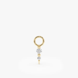 Dainty Diamond Spike Dangle Charm, Solid Gold Lab Grown Diamond Charms, Mix and Match Earrings Charms, Charm Jewelry, 10K, 14K, 18K, Olyn