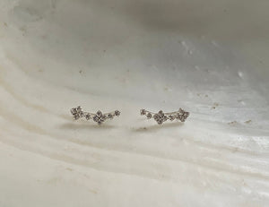 Beautiful 925 Sterling Silver and Sparkly Clear Cubic Zirconia Crystal Ear Climbers Earrings Gift