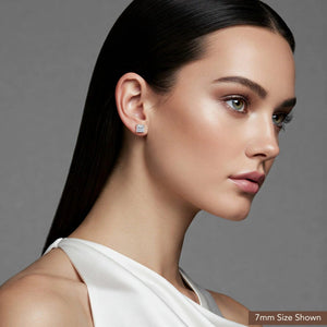 Elegant Sterling Silver Princess-Cut CZ Pushback Stud Earrings.