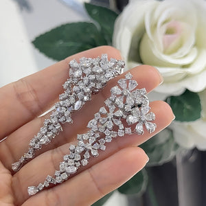 18K White Gold Multi-Cut Natural Diamond Earrings – 11.29CT | E86130-1 IJ.GJJ