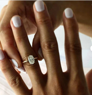 Lab Grown 2.0Ct Oval Diamond 14K Yellow Gold Wedding Ring-Bridal Oval Engagement Ring-Solitaire Thank You Gift for Women Anniversary Ring