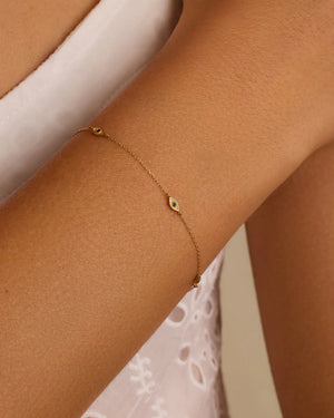 14K Gold Black Onyx Evil Eye Bracelet