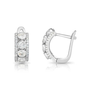 925 Sterling Silver CZ Huggie Hoops, Solid Sterling Silver Shiny CZ Hoops, Gift for Her, 14Mm, by TILO Jewelry