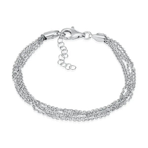 925 Sterling Silver Italian Multi-Row Cable Chain Bracelet, Adjustable 7"-8"