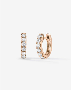 Elegant Petite Jumbo Diamond Huggie Hoops.