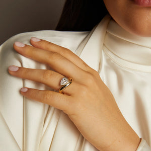 2Ct Pear Lab Grown Diamond Floating Ring NikNenz™ Premium Gold & Diamonds