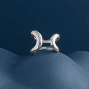SILVER CHUNKY DOUBLE LOOP RING