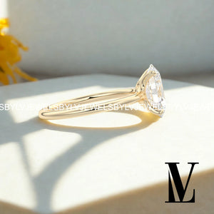 2CT Oval Moissanite Solitaire Engagement Ring|14K/18K Solid Gold Classic Oval Cut Ring|Minimalist Promise Ringdainty| Bridal Jewelry for Her