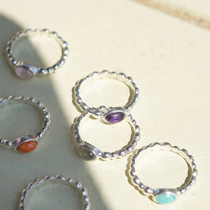 Healing Stone Bobble Ring Sterling Silver