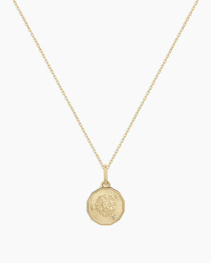 Diamond Zodiac Coin Charm Necklace