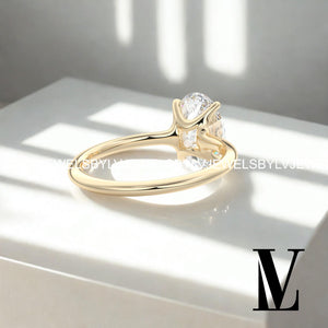 2CT Oval Moissanite Solitaire Engagement Ring|14K/18K Solid Gold Classic Oval Cut Ring|Minimalist Promise Ringdainty| Bridal Jewelry for Her