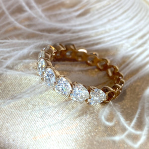 18K Gold Heart Lab Grown Diamond Eternity Band: Anniversary Ring