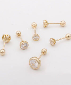 Gold Screw Earrings, 14K Solid Gold Earrings, Real Gold Earrings, Spring and Summer Dainty Earrings, Elegant Earrings, Gift for Her