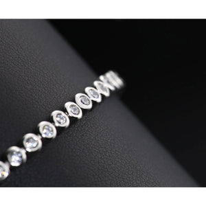 CZ Elegant Tennis Bracelet, Adjustable in Sterling Silver