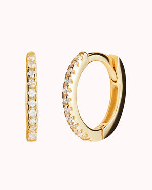 Dainty & Minimalist Pave CZ Huggie Hoop Earrings