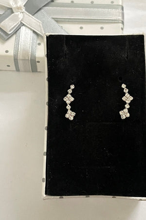 Beautiful 925 Sterling Silver and Sparkly Clear Cubic Zirconia Crystal Ear Climbers Earrings Gift