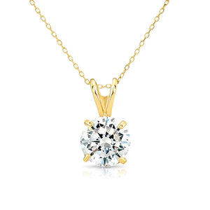 Timeless 14K Yellow Gold Classic Solitaire Pendant Necklace.