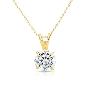 Timeless 14K Yellow Gold Classic Solitaire Pendant Necklace.