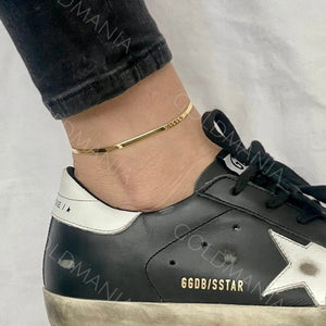 14K Solid Gold Herringbone Anklet: 3Mm Real Gold Ankle Chain