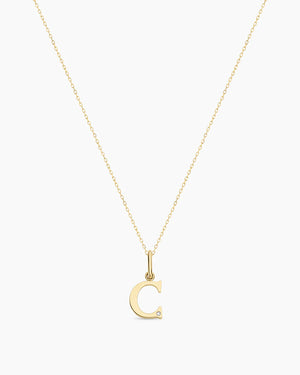 Diamond Vintage Alphabet Charm Necklace