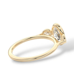 2Ct Oval Cut Moissanitethree Stone Ring, Engagement Ring, 14K Solid Gold Ring, Wedding Ring
