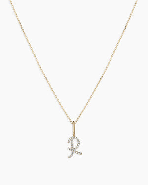 Diamond Script Alphabet Charm Necklace