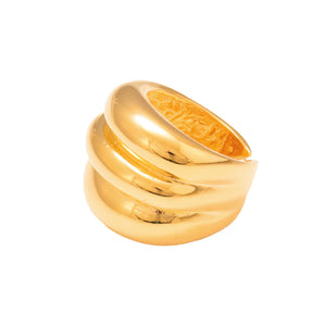 CHUNKY GOLD RIPPLE RING