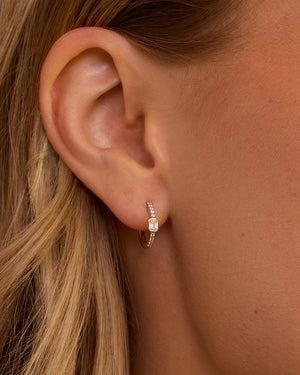 14K Lab Grown Diamond Emerald Huggies