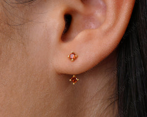 Gold Plated Sterling Silver Ear Jacket Earrings • CZ Dainty Minimal Earring