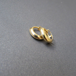 Luxurious 18K Solid Gold Bold Huggie Hoop Earrings - 3mm Sleek Sleeper Design, Available as a Single or Pair.