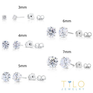 Set of 5! 925 Solid Sterling Silver Basket Set round CZ Stud Earrings, Pushback