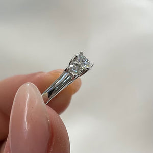 Moissanite Diamond Three Stone Wedding Ring: 925 Sterling Silver Promise Ring