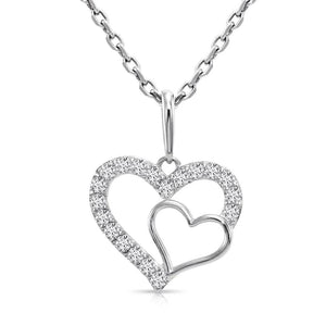 14K White Gold Lab Diamond Open Heart Pendant Necklace - 0.17 Carats of Dazzling Elegance.