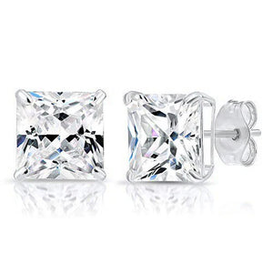 Bundle SET of 3! 14K Solid Gold Earrings, Square CZ Studs Sizes 3Mm, 4Mm, 5Mm, with Pushbacks