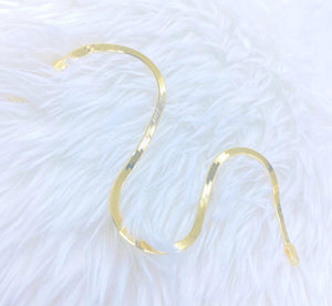 Stunning 14K Solid Gold Herringbone Bracelet - Elegant 2.5mm Italian Liquid Link Design for Women.