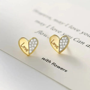 9Ct Gold Stud Earrings Heart Design 10 Mm Pair in Luxury Gift Box