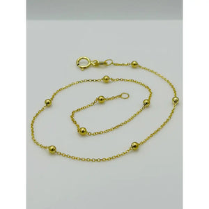 9Ct Real Yellow Gold 2Mm Ball Bead Anklet | Rolo Bead Chain Anklet | Women Gold 10 Inch Anklet | Brand New