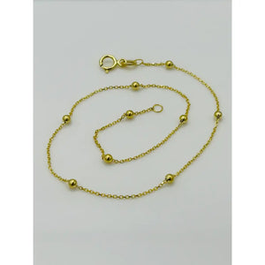 9Ct Real Yellow Gold 2Mm Ball Bead Anklet | Rolo Bead Chain Anklet | Women Gold 10 Inch Anklet | Brand New