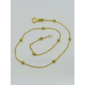 9Ct Real Yellow Gold 2Mm Ball Bead Anklet | Rolo Bead Chain Anklet | Women Gold 10 Inch Anklet | Brand New