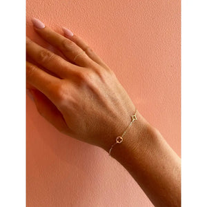 9Ct Solid Gold Clover Charm Bracelet • Minimalist Dainty Band