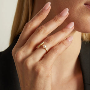 Archival Open Pearl Ring NikNenz™ Premium Gold & Diamonds