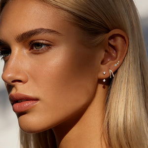 Gold Plated Earrings Set for Women Cubic Zirconia Stud Hoop Earrings Stack Female Casual Daily Jewelry Accessories