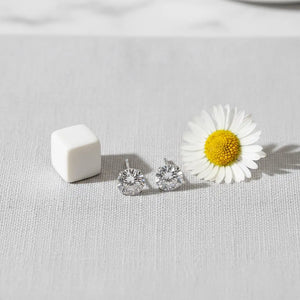 Sparkling Lab Grown Diamond Stud Earrings | 5, 6, 7 or 8Mm | Silver Dainty Minimalist Studs | round Cut Diamonds | Gift for Her