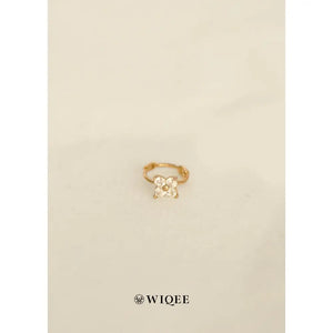 9K Solid Gold Flower Hoop Earrings, CZ Diamond Huggie Earrings