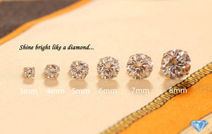 Sterling Silver Simulated Diamond Studs, with Secure Pushbacks