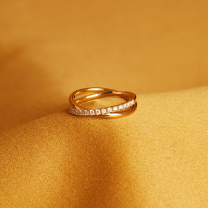 Diamond Crossover Ring NikNenz™ Premium Gold & Diamonds