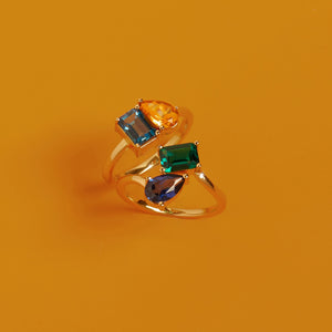 Toi Et Moi Gemstone Classic Ring NikNenz™ Premium Gold & Diamonds