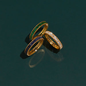 Lab Grown Green Emerald Baguette Eternity Ring NikNenz™ Premium Gold & Diamonds