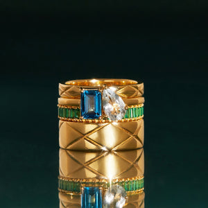 Lab Grown Green Emerald Baguette Eternity Ring NikNenz™ Premium Gold & Diamonds